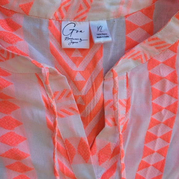 Goa Beachwear by Japna Women’s Coral Pink Beach Cover-Up Tunic Size XL - Picture 4 of 9